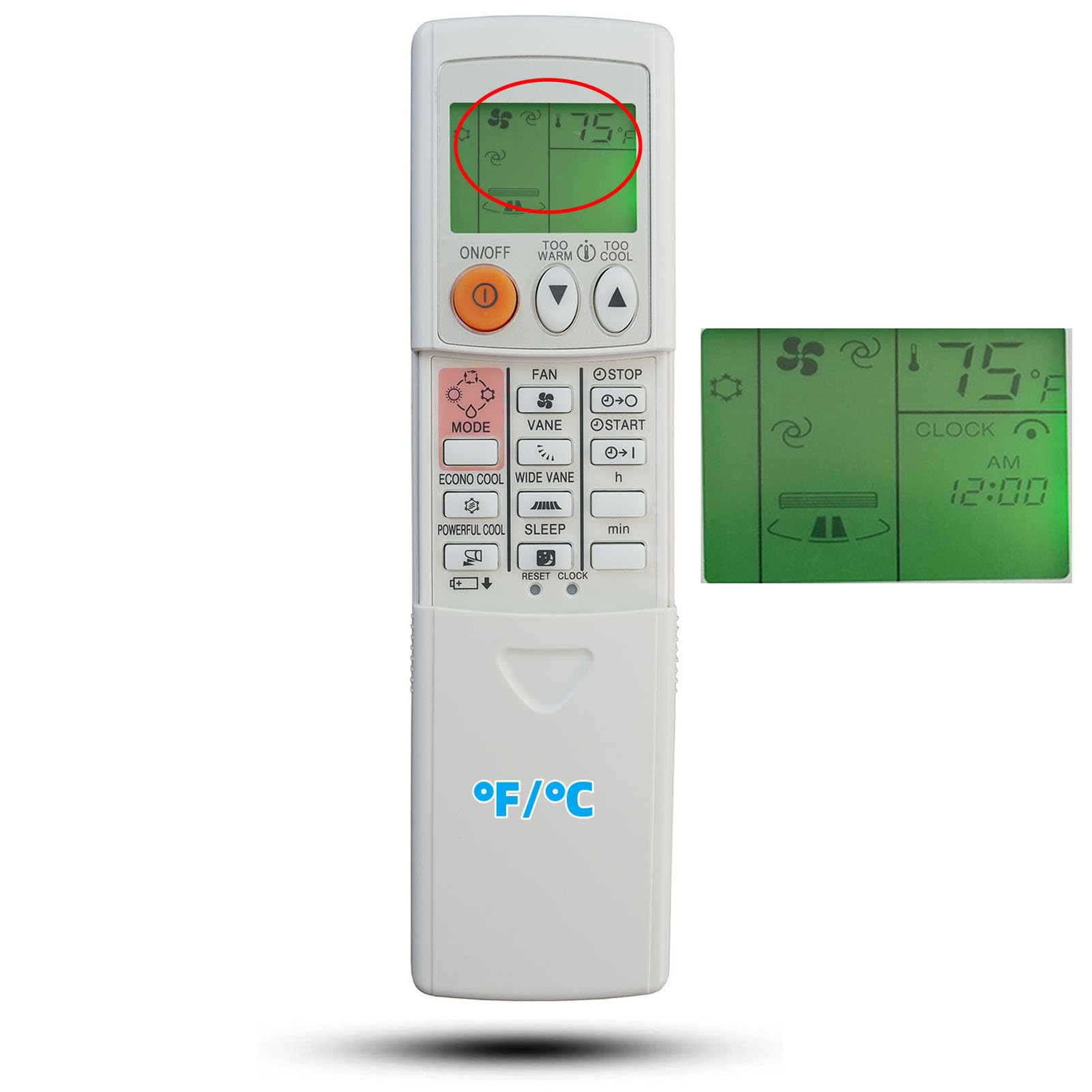 Universal Replacement Remote Control Compatible for Mitsubishi